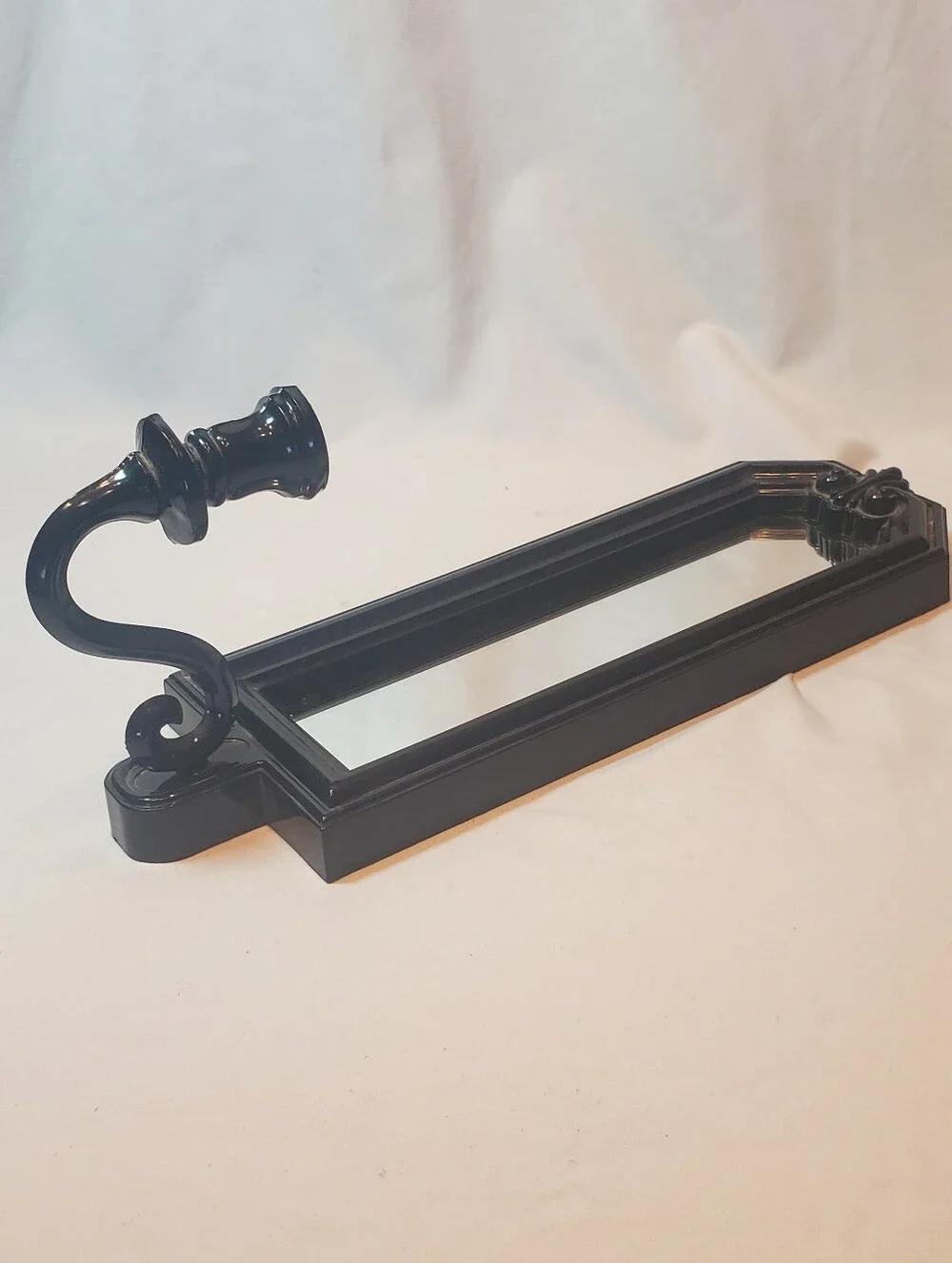 Home Interiors Homco Vtg Wall Mirror Sconce Candle Holder in Black Plastic Retro